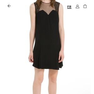 Sandro Paris Rozabel Black Lace Neck Sleeveless Sheath Dress Women Size FR2 US 6